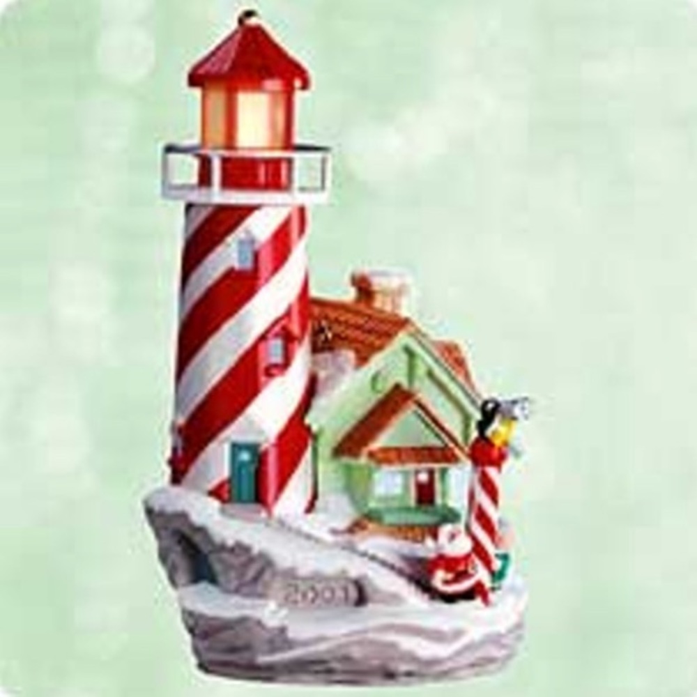 Hallmark Lighthouse Greetings Ornament Vintage 2003 Magic Series Grandmillennial